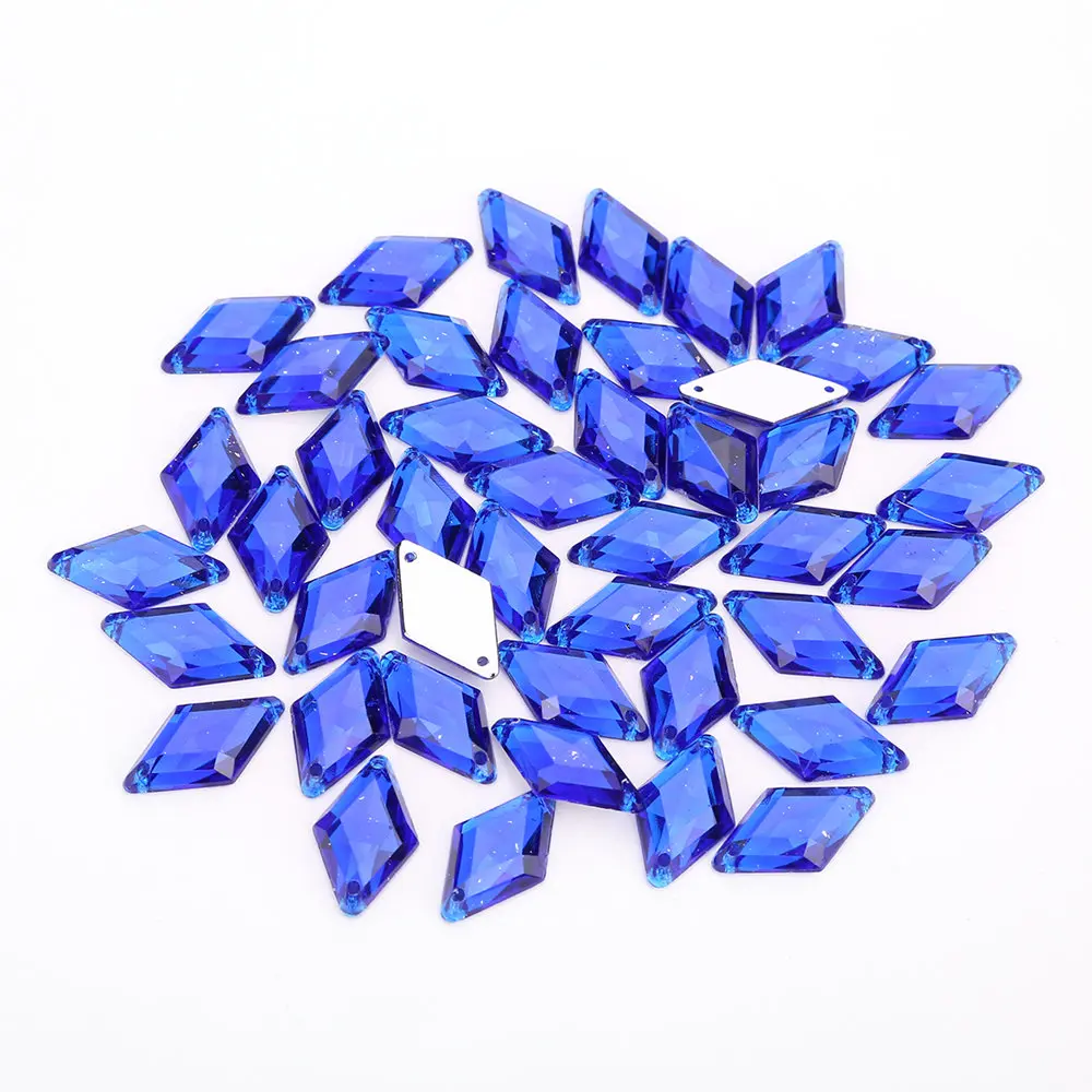 Sapphire Tpsmc 100 шт 10 мм x 18 мм Ромб акриловые Пришивные из стразов для одежды обувь сумки, швейные принадлежности DIY ремесла - Цвет: Sapphire