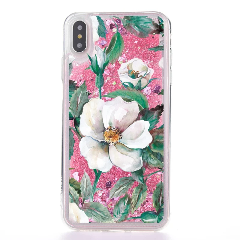 White Flower-pink Жидкий чехол с розами для Xiao mi Red mi K20 Pro 6 6A 7 7A, блестящий чехол для Xiao mi Red mi Note 5 6 7 mi 9 mi 9T Pro, чехол - Color: White Flower-pink