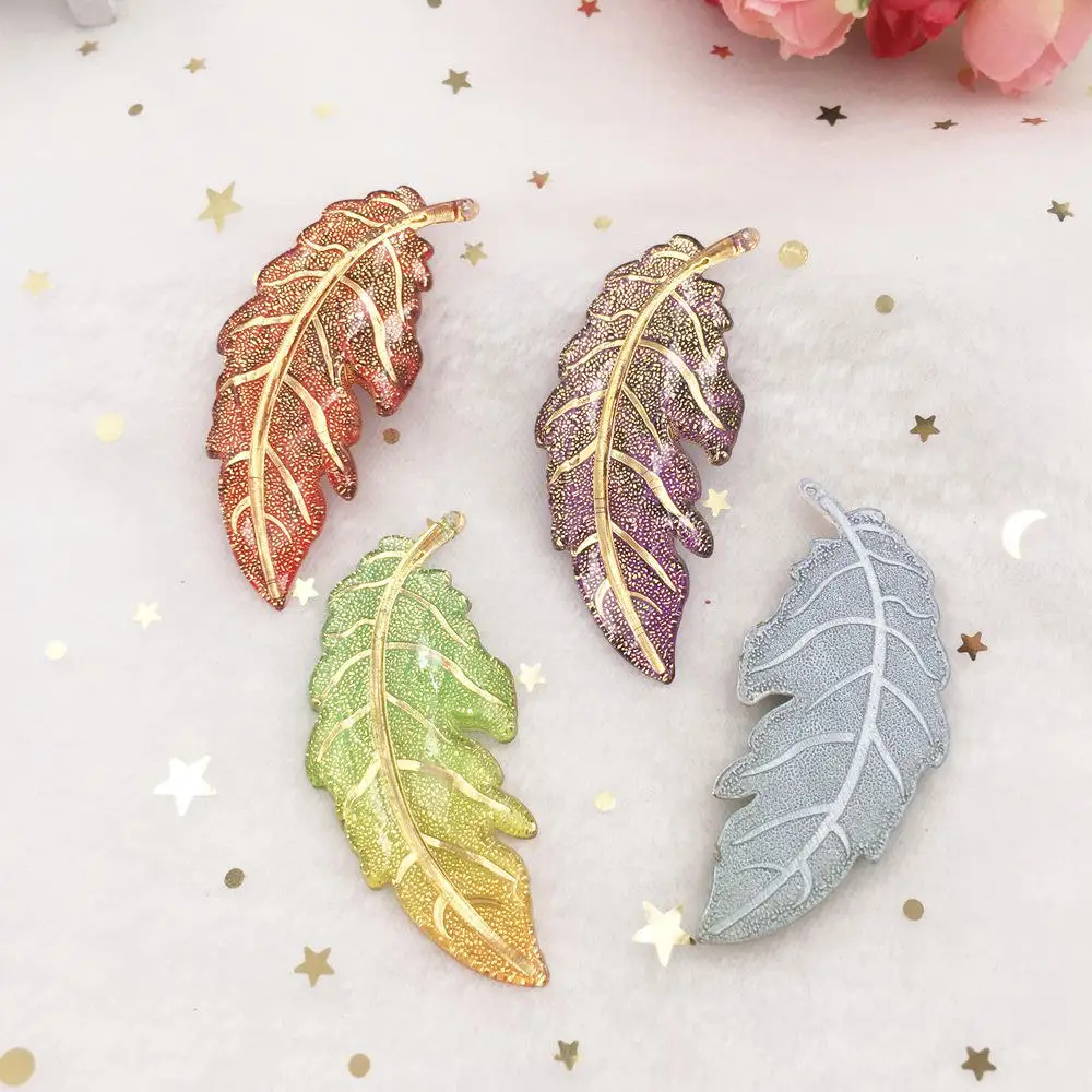 Смешанный кабошон с разноцветными листьями из смолы стразы плоской задней