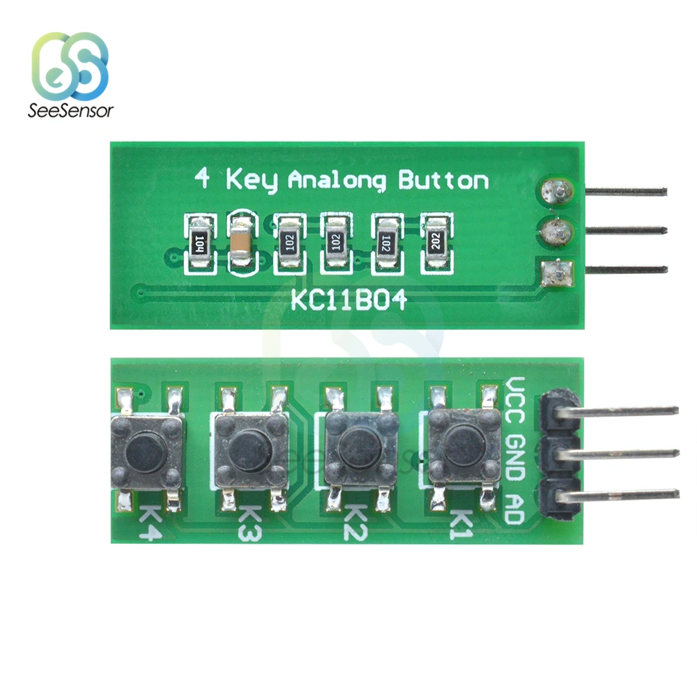 3-12V KC11B04 4 Key Analog Buttons AD Keypad Board ADC Port Keyboard for Arduino MEGA2560 Breadboard | Инструменты