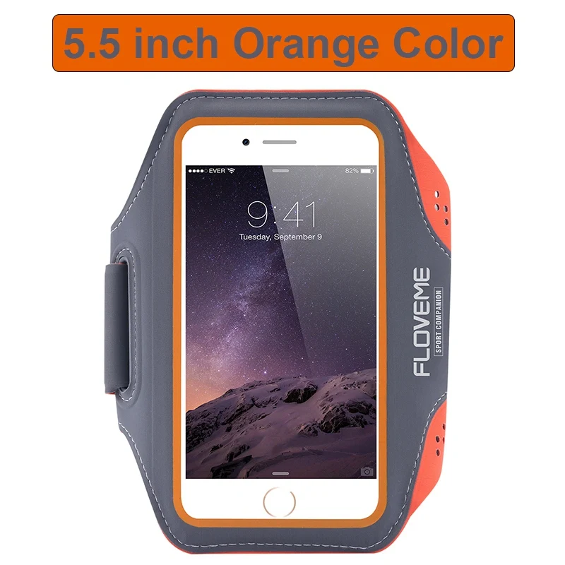 5.5inch Orange FLOVEME Спортивная Беговая наручная повязка телефон браслет на запястье Универсальный мобильный телефон Велоспорт повязка на руку чехол для iPhone samsung Xiaomi мобильного телефона - Цвет: 5.5inch Orange