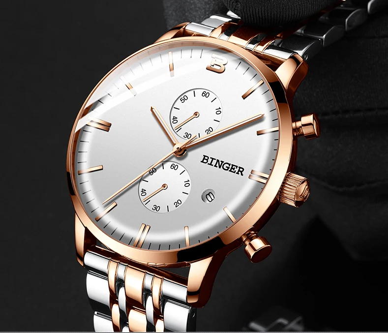 BINGER arc стекло Мужские часы Reloj Hombre мужские s часы лучший бренд класса люкс кварцевые часы спортивные водонепроницаемые Relogio Masculino Saat