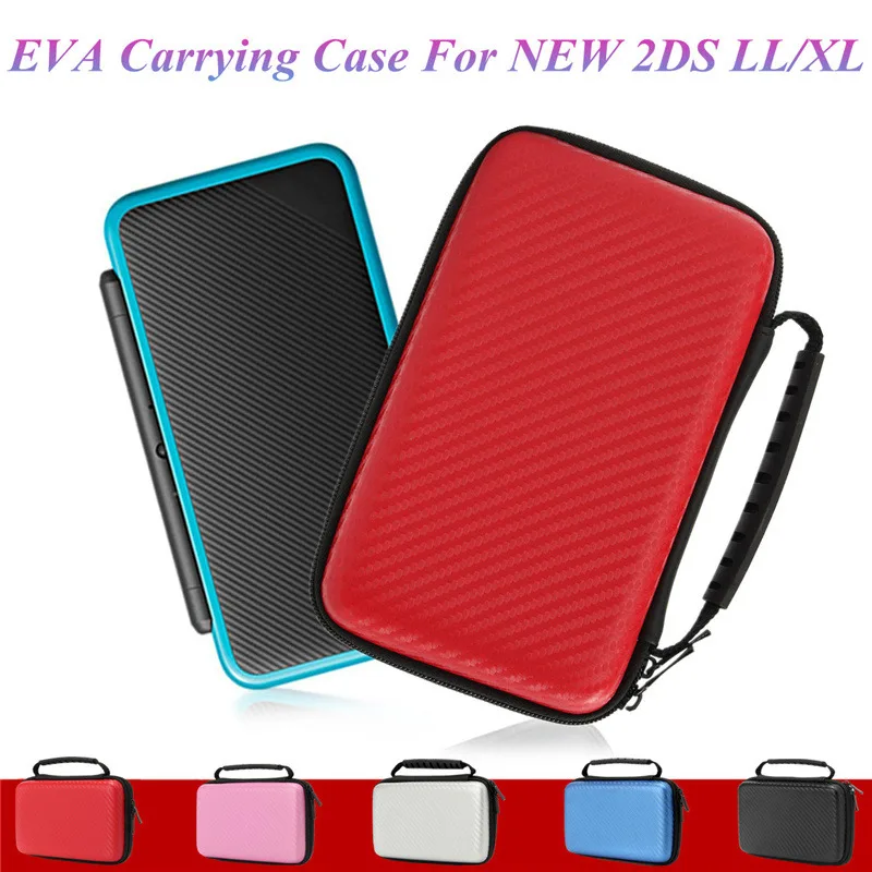 Жесткий чехол из ЭВА с ручкой для Nintendo New 2DS LL/XL углеродного волокна игровой