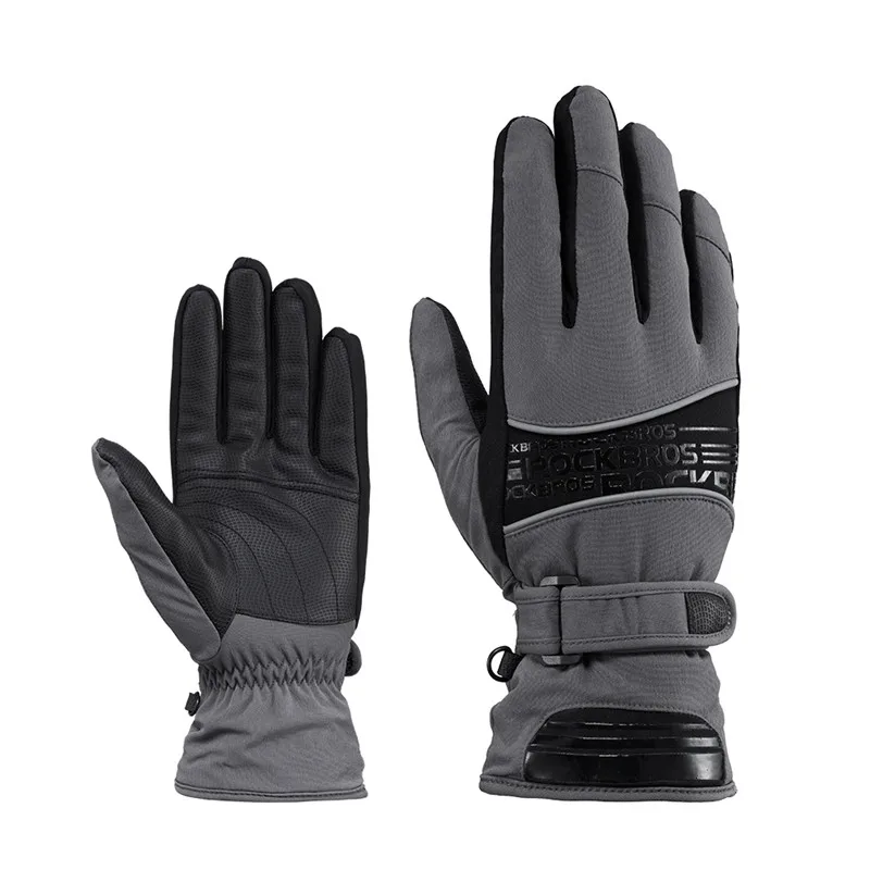 S132Gray ROCKBROS-30 градусов Водонепроницаемые лыжные перчатки ветрозащитные снегоходов сноуборд перчатки зимние спортивные флис Термальность Лыжные Спортные Перчатки - Цвет: S132Gray