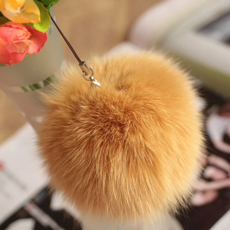 

10cm Nature Genuine Fox Fur Ball Pom Pom Fluffy DIY Winter Hat Skullies Beanies Knitted Cap Pompoms F005-khaki