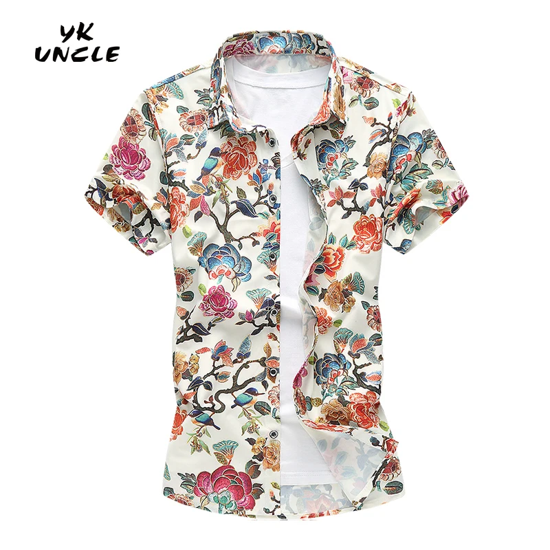 Мужская рубашка с коротким рукавом и цветочным принтом В гавайском стиле|social