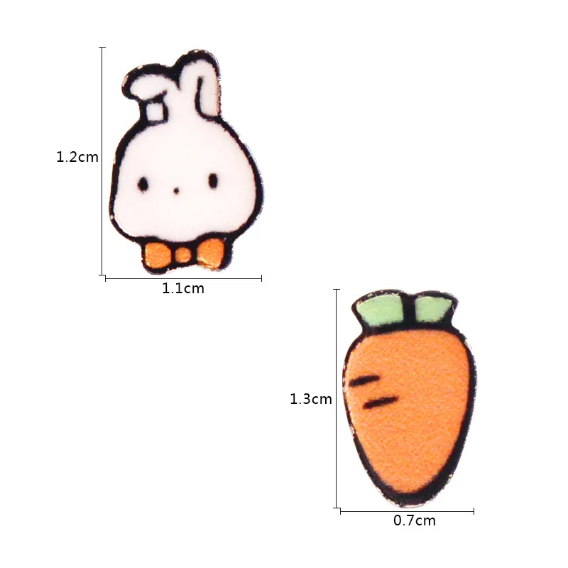 

Daisies Cute Enamel Cartoon Rabbit & Carrots Animal Earring Fashion Jewelry For Birthday Gift Party Girl Gift