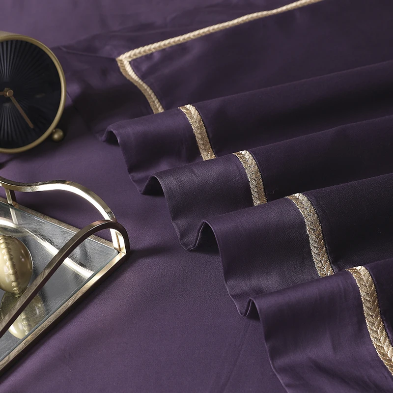 2019 Egyptian cotton purple color luxury bedding set queen king size 4pcs bed sheet linen embroidered duvet cover | Дом и сад