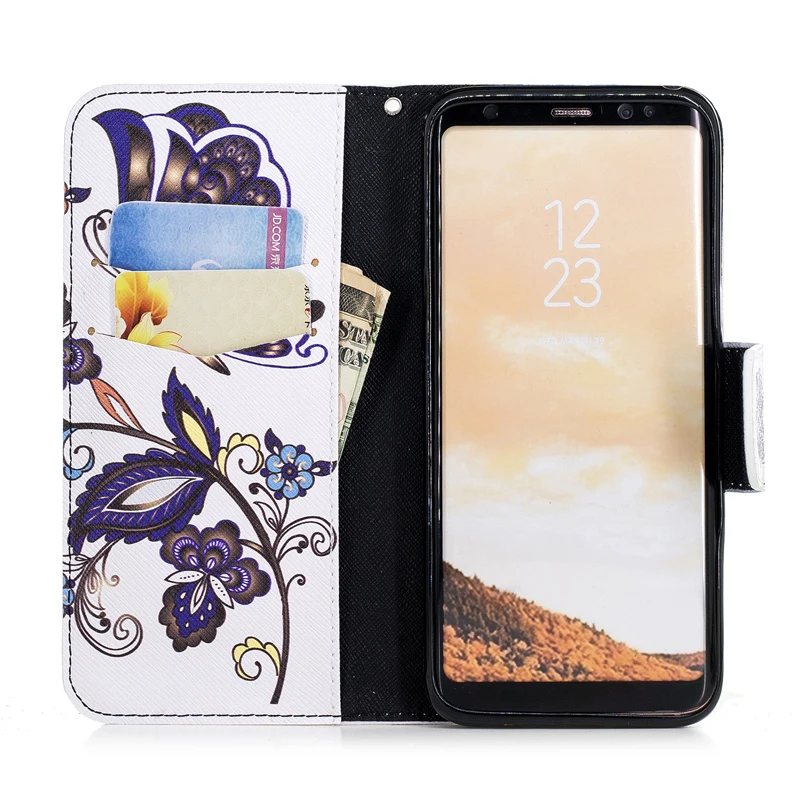 Кожаный чехол для Samsung Galaxy S8 S 8 милый чехол-книжка с мультяшным рисунком SM-G950F G950FD
