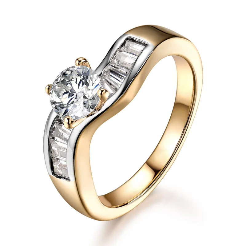 Полые кольца BUDONG 2 патрона кубический цирконий набор обручальных колец волнистый