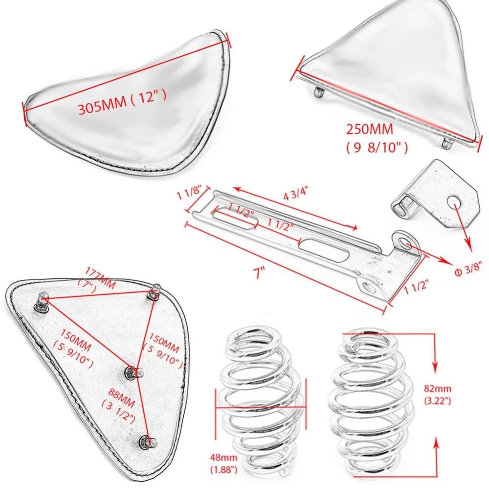 Мотоциклетный чехол для сиденья Solo коричневый 3 дюйма с пружинным кронштейном