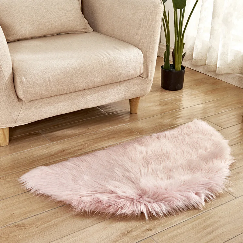 Pink Полукруглый мягкий ковер из искусственной овчины, чехол для стула, коврик для спальни, искусственная шерсть, теплый Пушистый Ковер, сиденье, текстиль, меховые коврики - Цвет: Pink