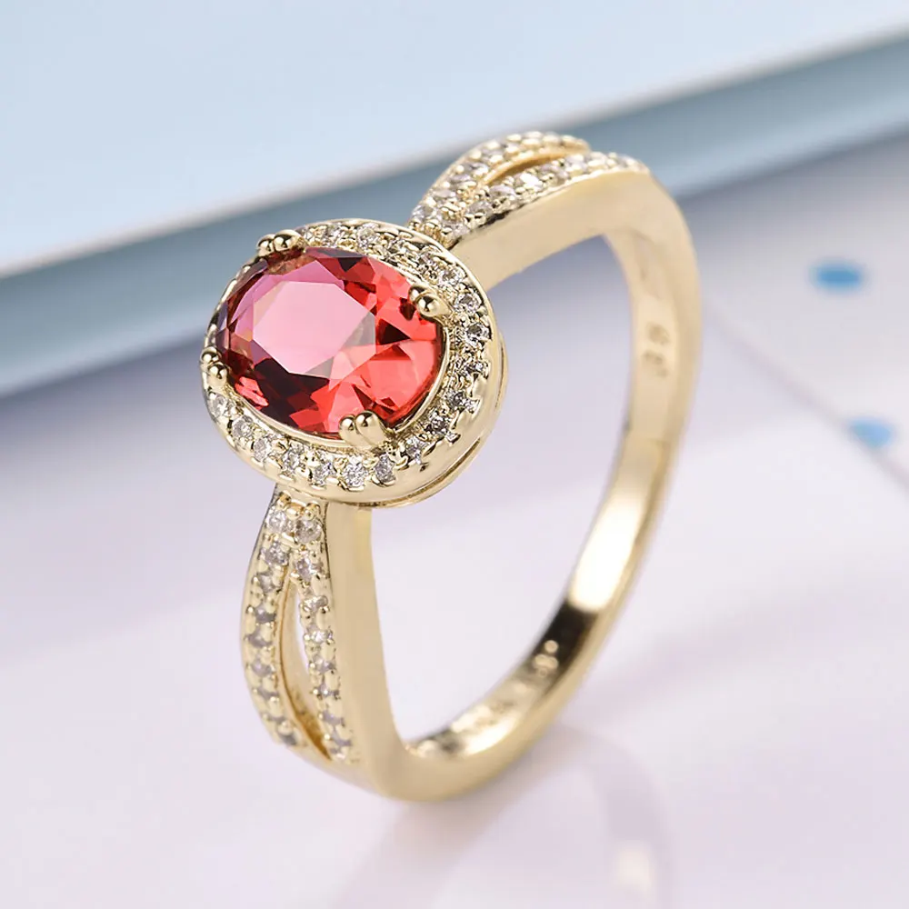 Женские кольца MOLIAM кольцо средней длины с красным кристаллом из фианита