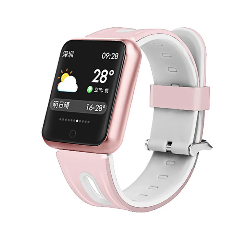 Silica Pink-White P68 спортивные IP68 Смарт-часы фитнес-браслет трекер активности пульсометр кровяное давление для Android iPhone PK IWO 8 10 - Цвет: Silica Pink-White