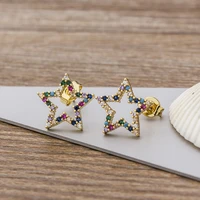 nidin hot sale delicate cz zircon star pendant stud earrings for women girls cubic zirconia party wedding jewelry gift wholesale