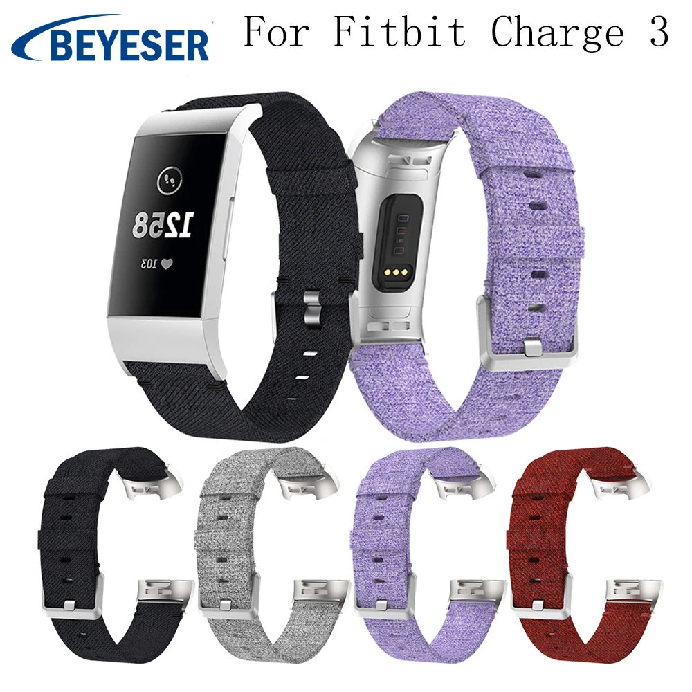 Цветной ремешок для Fitbit Charge 3 смарт браслет часов тканевый нейлон замена мужчин и