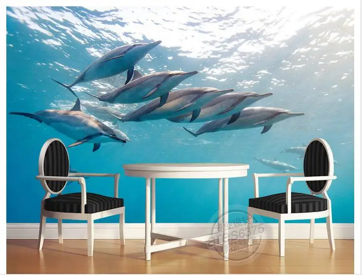 

3D wallpaper custom mural beauty 3 d underwater world dolphin TV setting wall murals non-woven wallpaper room decoration