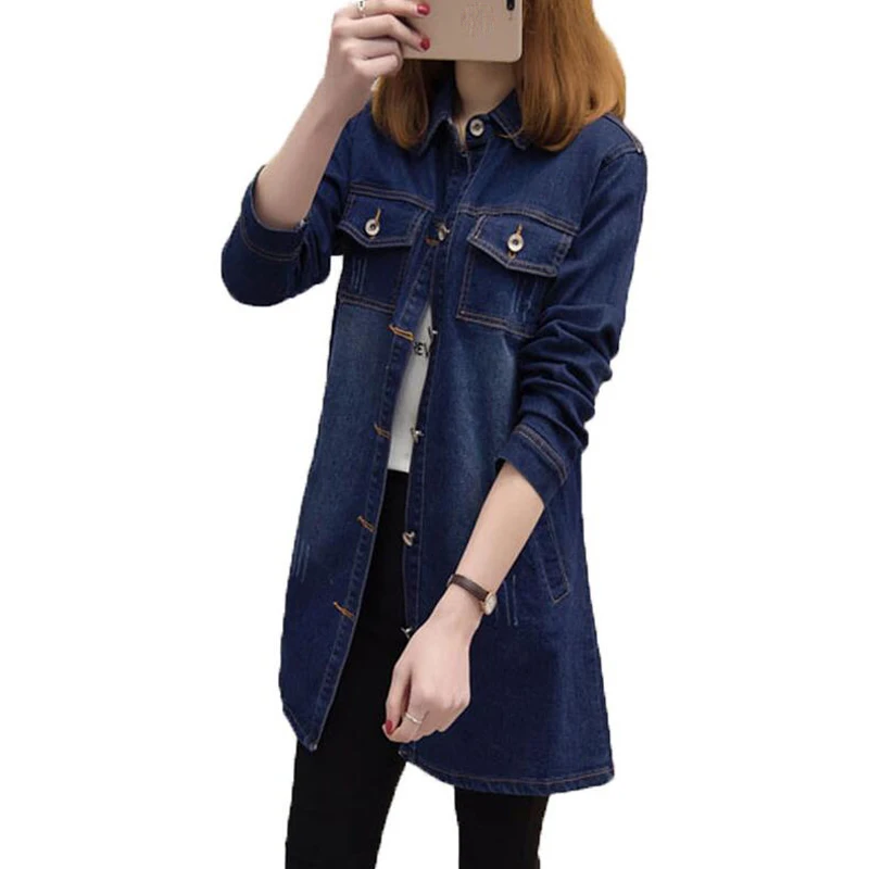

Джинсовая куртка женский джинсовый жакет Женский Большой размер 5XL плюс размер пальто верхняя одежда осень карманы Casacos Feminino