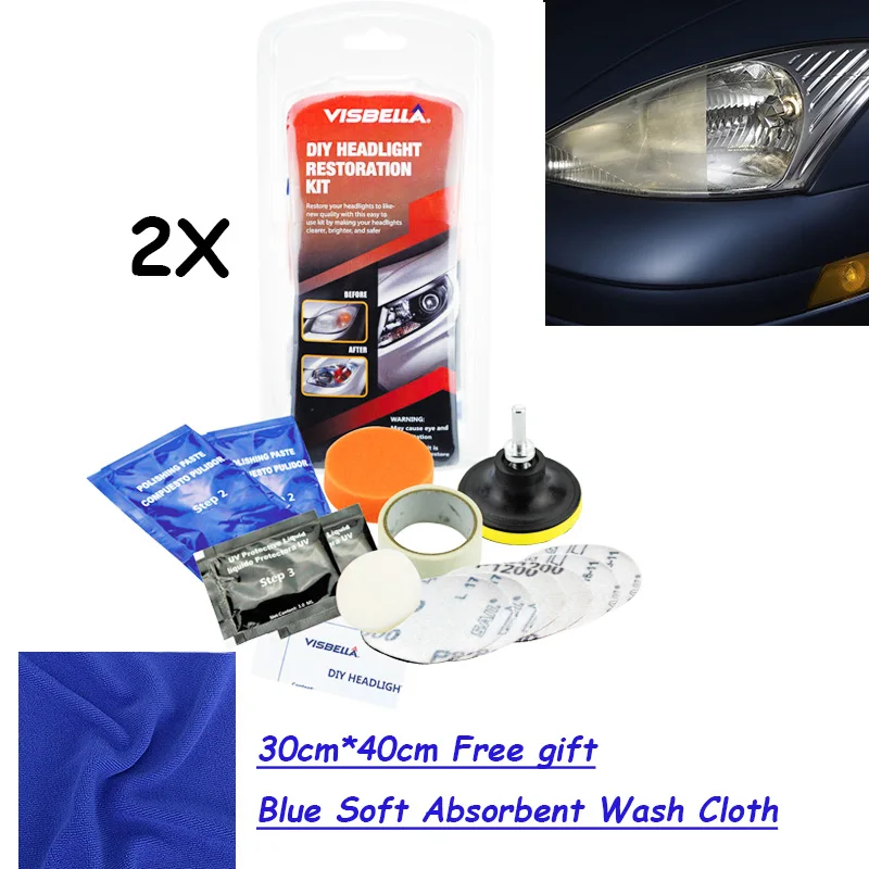 Visbella 2KIT/Лот DIY налобный фонарь реставрация фары осветлитель комплект для автомобильных налобных линз полированная паста ремонт ручных инструментов наборы