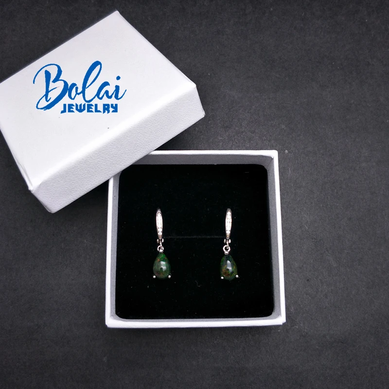 Bolaijewelry натуральный черный Эфиопский Черный Опал Peal 6*9 мм 2ct Ювелирные серьги c