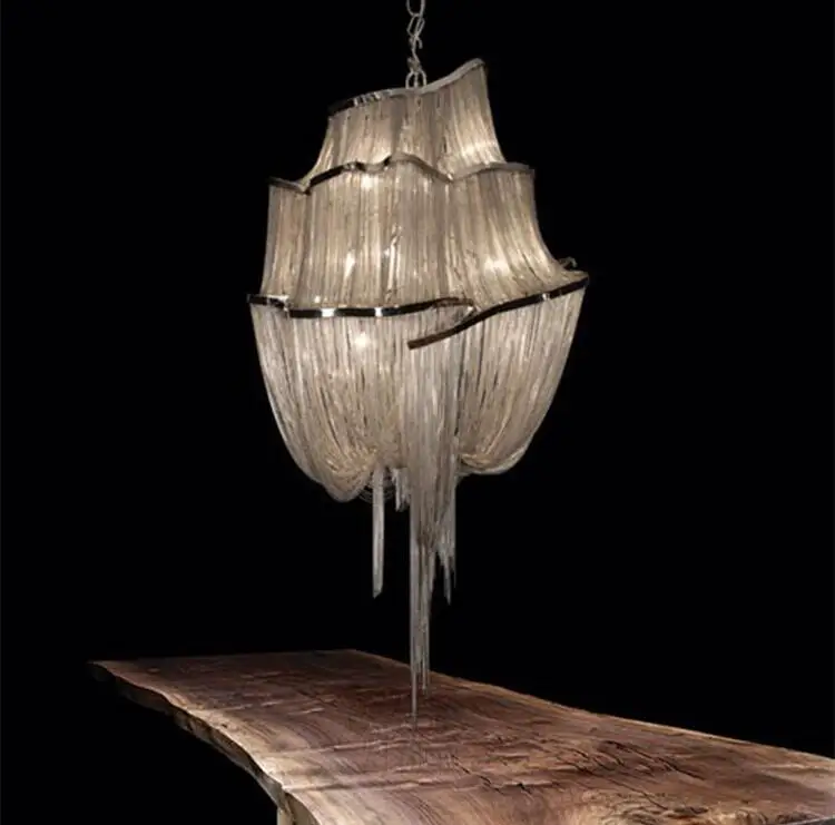 New luxury large chain tassel pendant lamp LED gold/silver customizable aluminum | Освещение