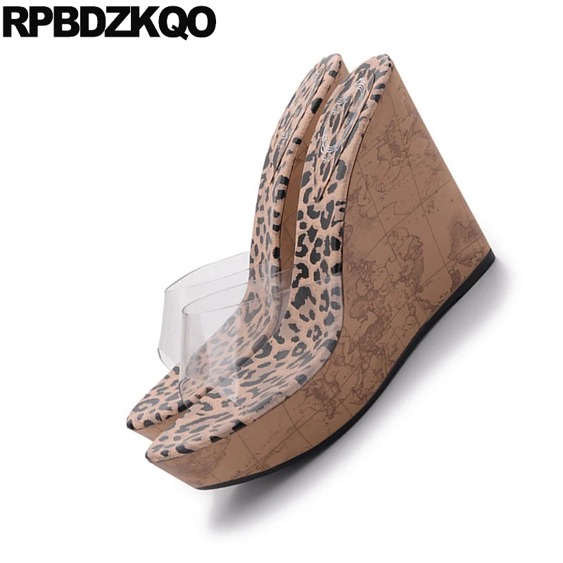 Сандалии на танкетке женские прозрачные туфли для стриптиза платформе