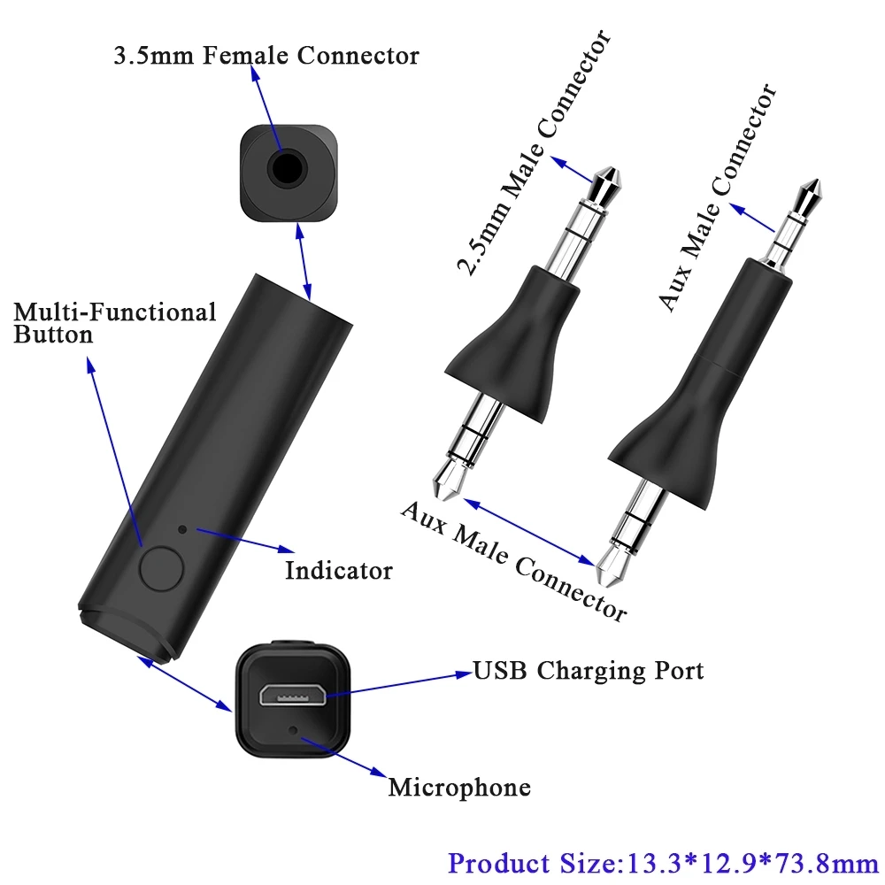 Hevaral Bluetooth-приемник с разъемом 3 5 мм автомобильный стерео аудио-приемник AUX