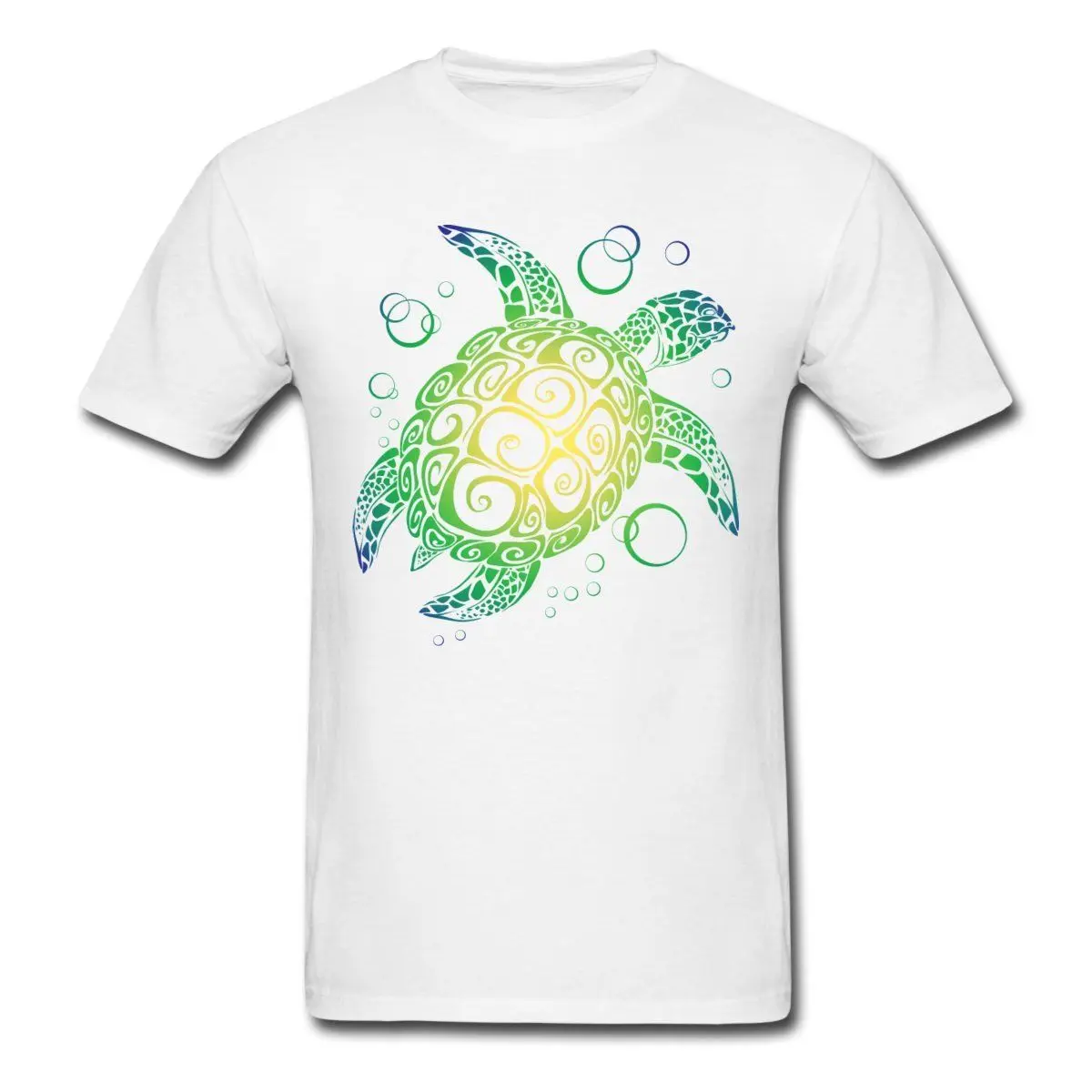 Мужская футболка из 100% хлопка с коротким рукавом и круглым вырезом Sea Turtle Swimmer Reptile