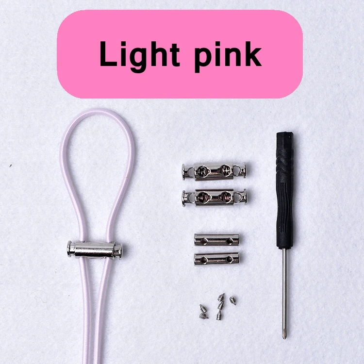 Light pink 1 пара, 18 цветов, быстроэластичные шнурки с металлическим замком, шнурки для обуви, круглые шнурки для кроссовок, для детей и взрослых, унисекс, шнурки для ленивых - Цвет: Light pink