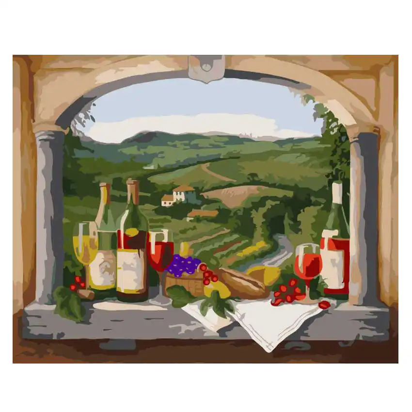 flower painting 1 RIHE Розовая Лилия краска по номерам Цветочная ваза Масляная Краска на холсте Ручная Краска ed Cuadros Decoracion акриловая краска домашний декор - Цвет: flower painting 1