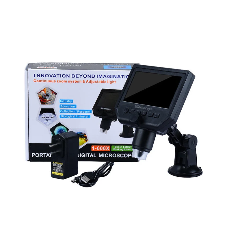 1 600x 3.6MP USB цифровой электронный микроскоп Портативный 8 LED VGA с 4 3 &quotHD oled экраном