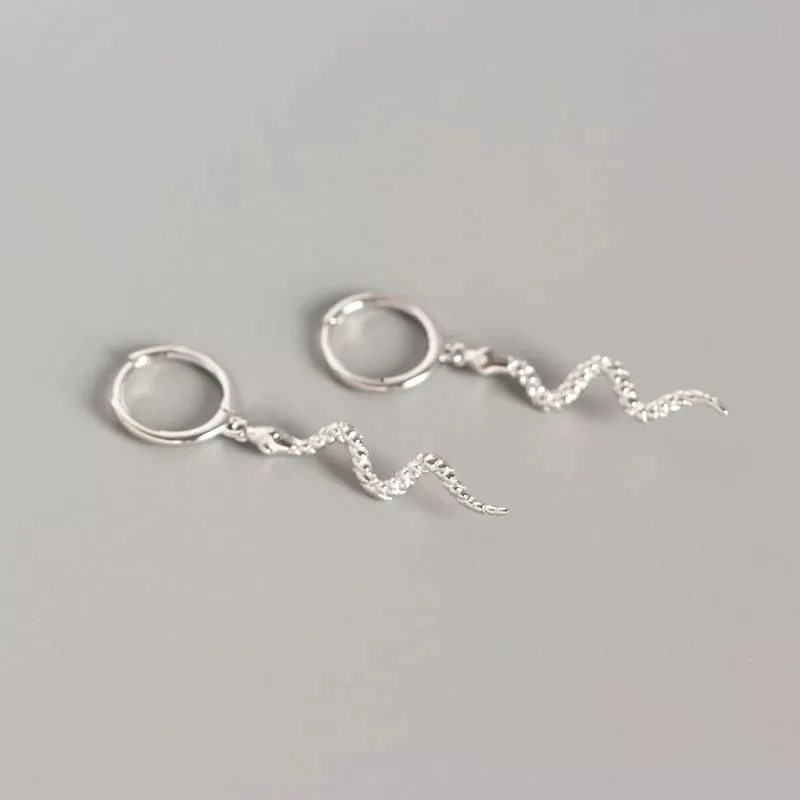 1 pair silver 9mm Серьги из стерлингового серебра 925 пробы, модные, персональные, змеиные, животные, кольцо для ушей, серьги-капли, трендовые, дикие, женские, серебряные, ювелирные изделия для ушей - Окраска металла: 1 pair silver 9mm