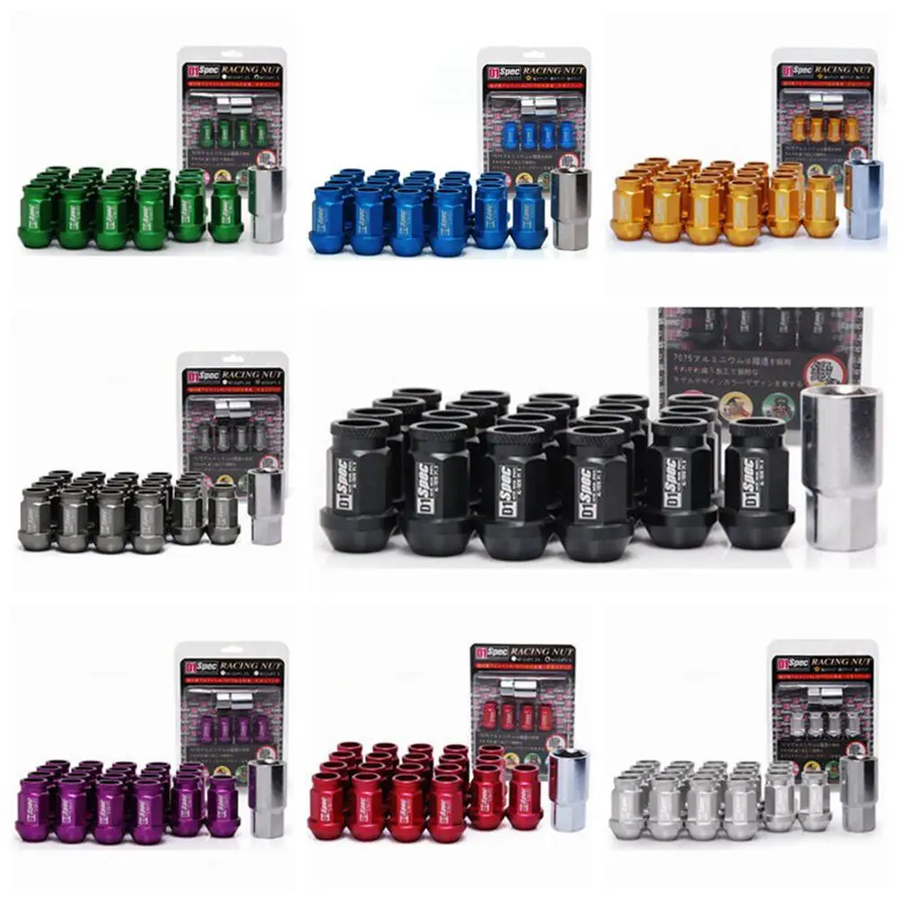 D1 спец Авто колеса гайки замок серебро M12xP1.5 20 шт с одним замком для HONDA TOYOTA Lexus, mitsubishi HU-NU670-1.5