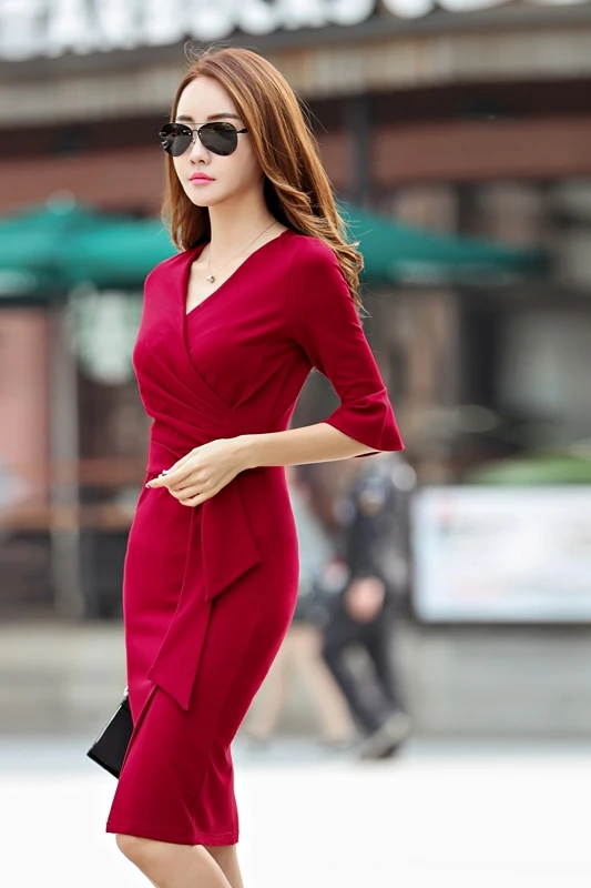 

autumn Elegant women's dress 2019 new spring slim waist slimming wild temperament fashion popular bag hip dress high quality