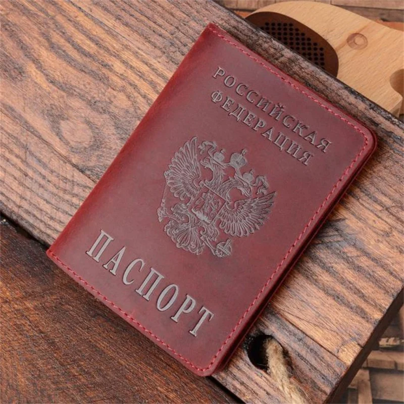 Обложка для российского паспорта из натуральной кожи однотонный чехол унисекс