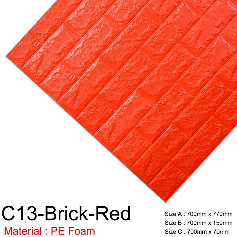 C13-Brick-Red 3D стикер на стену s мраморная кирпичная кожура и самоклеящаяся настенная бумага водонепроницаемый DIY Кухня Ванная домашняя Наклейка на стену виниловая - Цвет: C13-Brick-Red