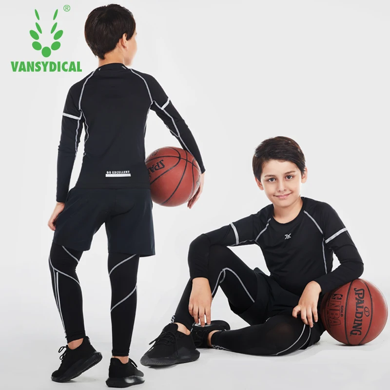 Vansydical спортивные костюмы для мальчиков дышащие компрессионные колготки бега 3