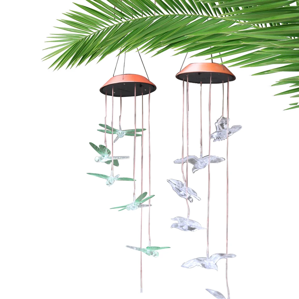 Солнечный светодиодный хрустальный колокольчик Hummingbird, меняющий цвет, водонепроницаемый, наружный декор, балконное крыльцо, патио, сад, украшение