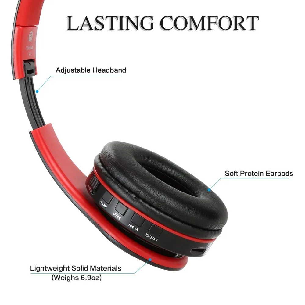 Наушники Bluetooth Складные Hi Fi глубокие басы Беспроводные наушники с микрофоном и
