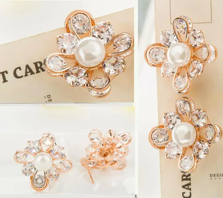 Classic Design Romantic Jewelry 2018 Golden Color AAA Cubic Zirconia Stone Stud Earrings For Women Elegant Wedding | Украшения и