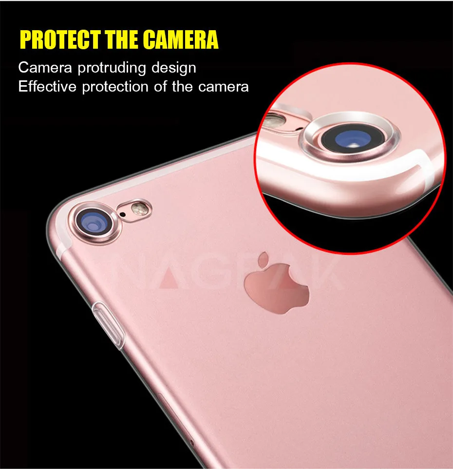 NAGFAK ультра тонкий прозрачный чехол для iPhone 8 7 Plus 6 6S Plus чехол s мягкий TPU чехол для iPhone 6 6S 7 8 Plus чехол для телефона Capa