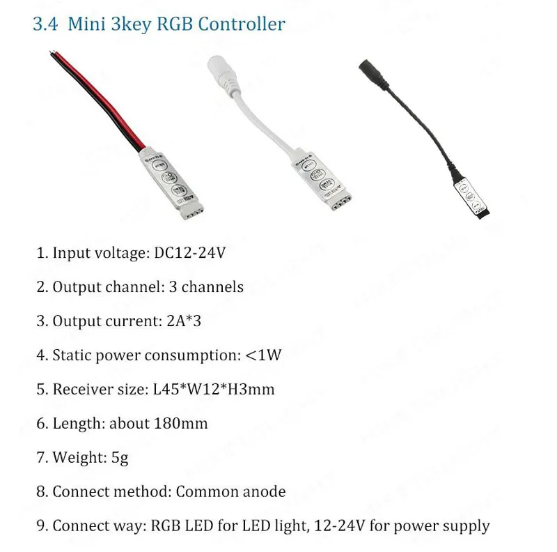 DC12V 24 V Mini 3 ключ RGB светодиодный контроллер для 5050 3528 Светодиодные полосы света