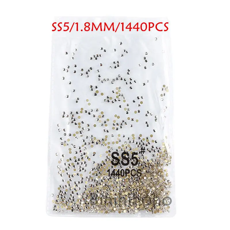 gold white ss5 SS3-SS8 1440 шт. с плоской задней поверхностью для маникюра кристаллы, стразы для дизайна ногтей, 3d-украшения для ногтей DIY Стекло драгоценные камни AB прозрачные украшения - Цвет: gold white ss5