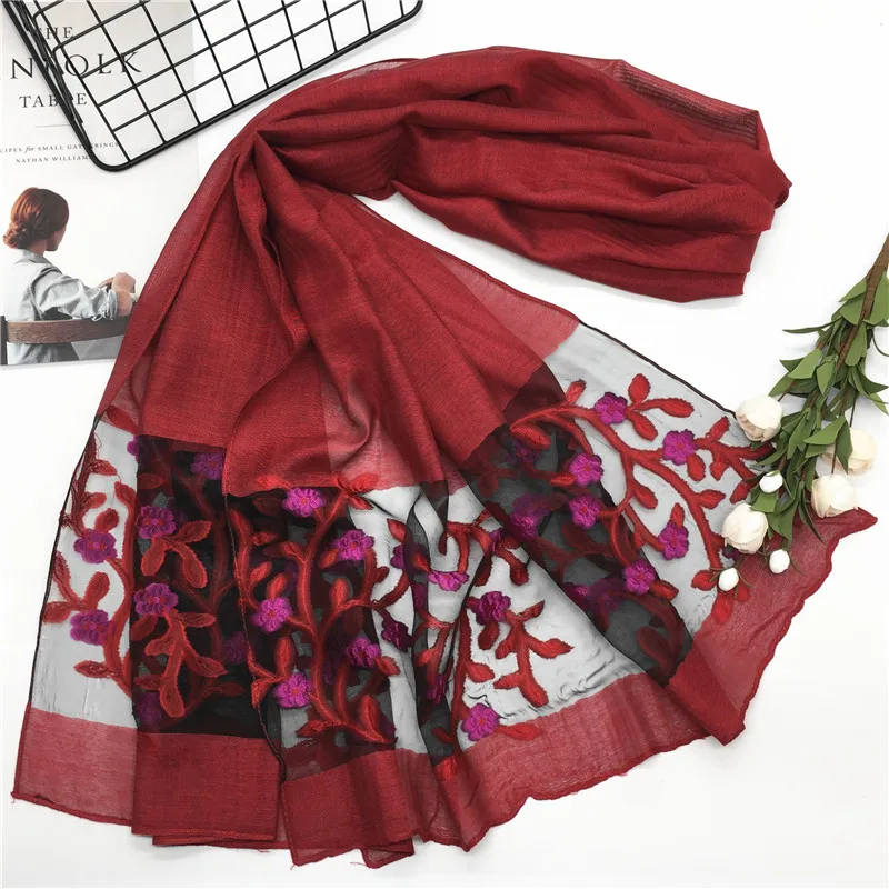 High Quality Luxury lace flower shawls Embroidery scarf-women cotton pashmina bandana muslim echarpe wraps muffler 10pcs |