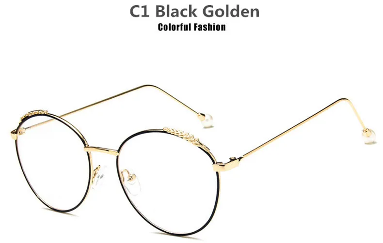C1Black Golden Женский Оптический металлический художественный перо декоративные очки рамка ретро простое зеркало Близорукость компьютер украшает очки - Цвет оправы: C1Black Golden