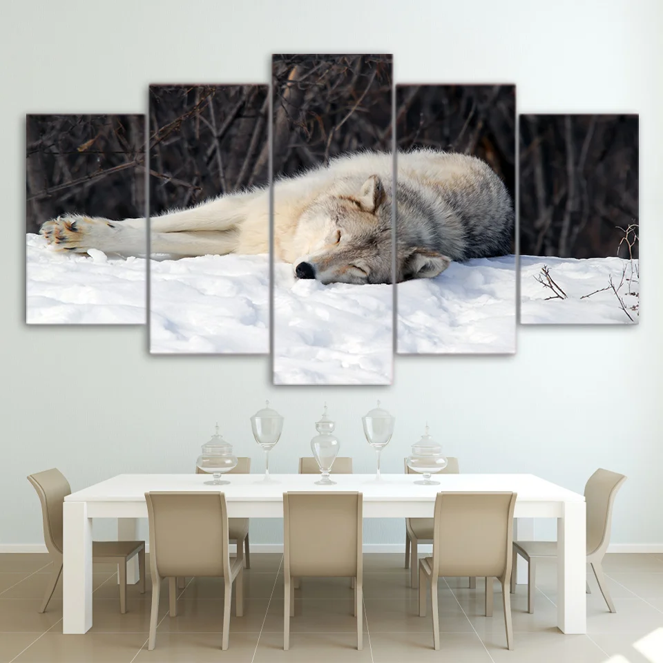 Плакат холст картины Гостиная Wall Art Животные волк 5 шт. S модульная печатных
