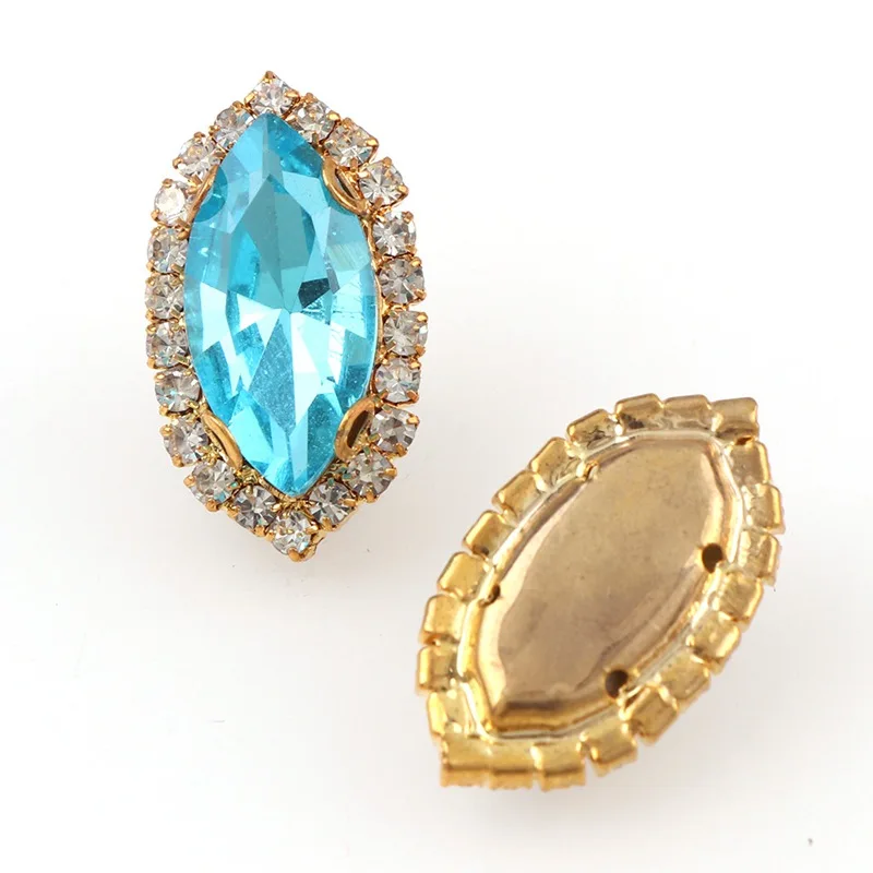 Конский глаз Золотая основа для шитья с красочным стеклом камнем коготь