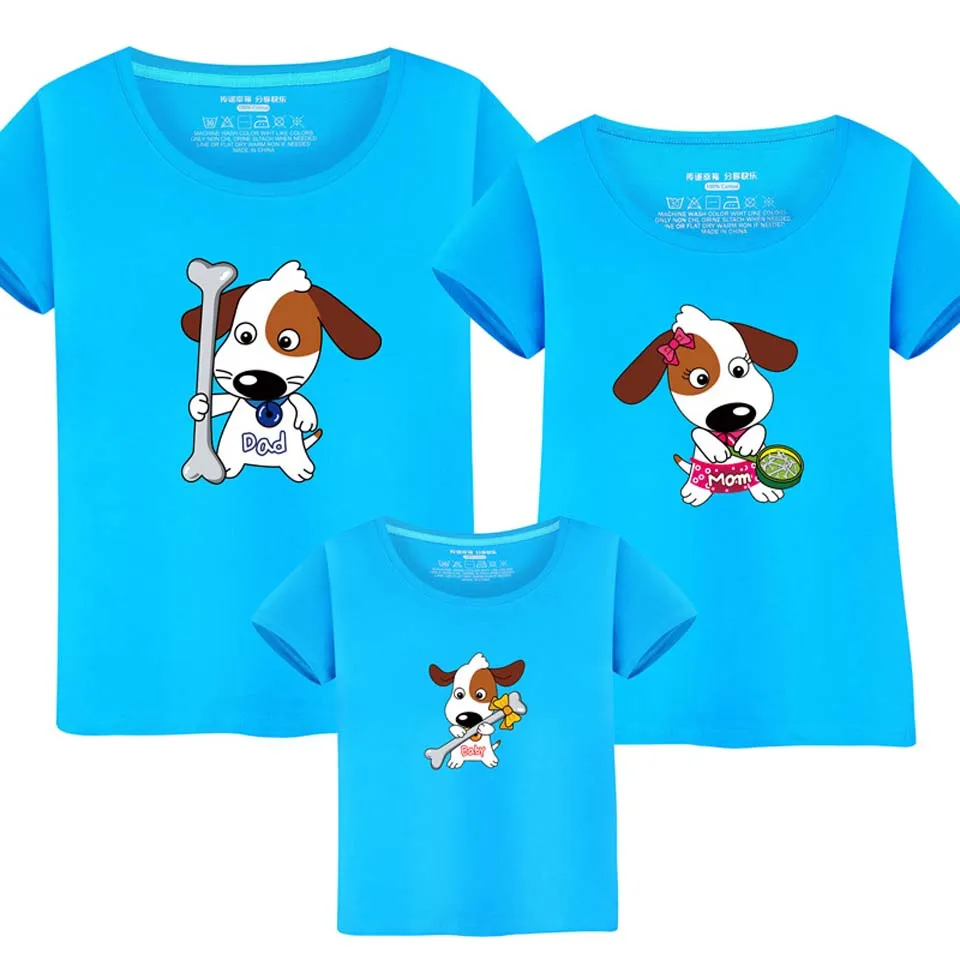 Новинка 2018 Мультяшные Семейные футболки летняя семейная Одинаковая одежда