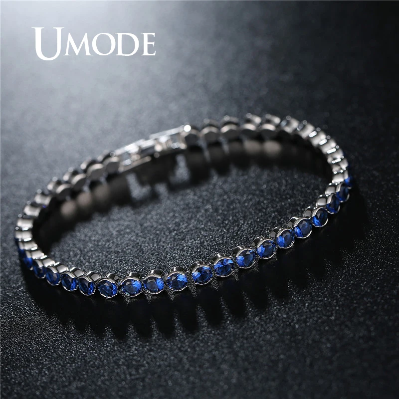 UMODE, новинка, женские модные браслеты серебряного цвета, роскошный круглый браслет с кубическим цирконием для женщин, свадебные ювелирные изделия, подарки UB0175A