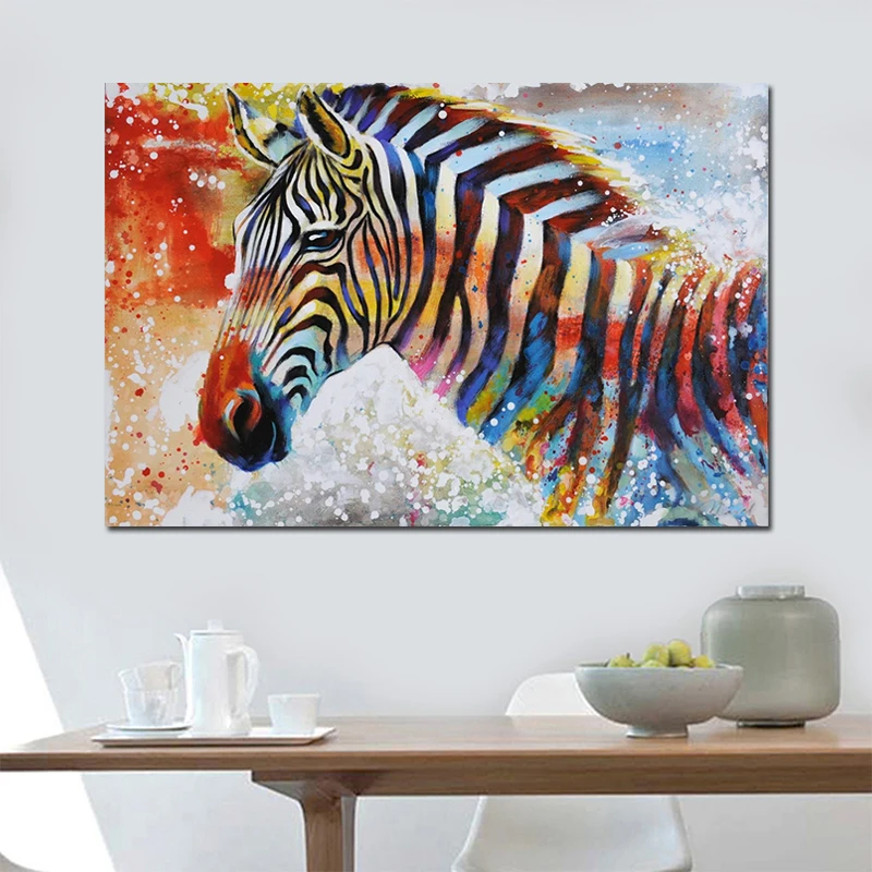 GOODECOR красочная Зебра Настенная картина Современная животная Картина на холсте